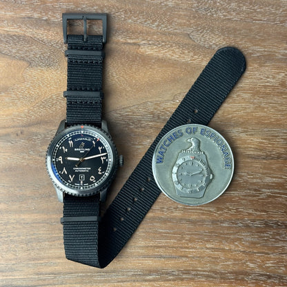 Black Leather Pvd Watch Strap NATO Strap Hambleden Leather Black